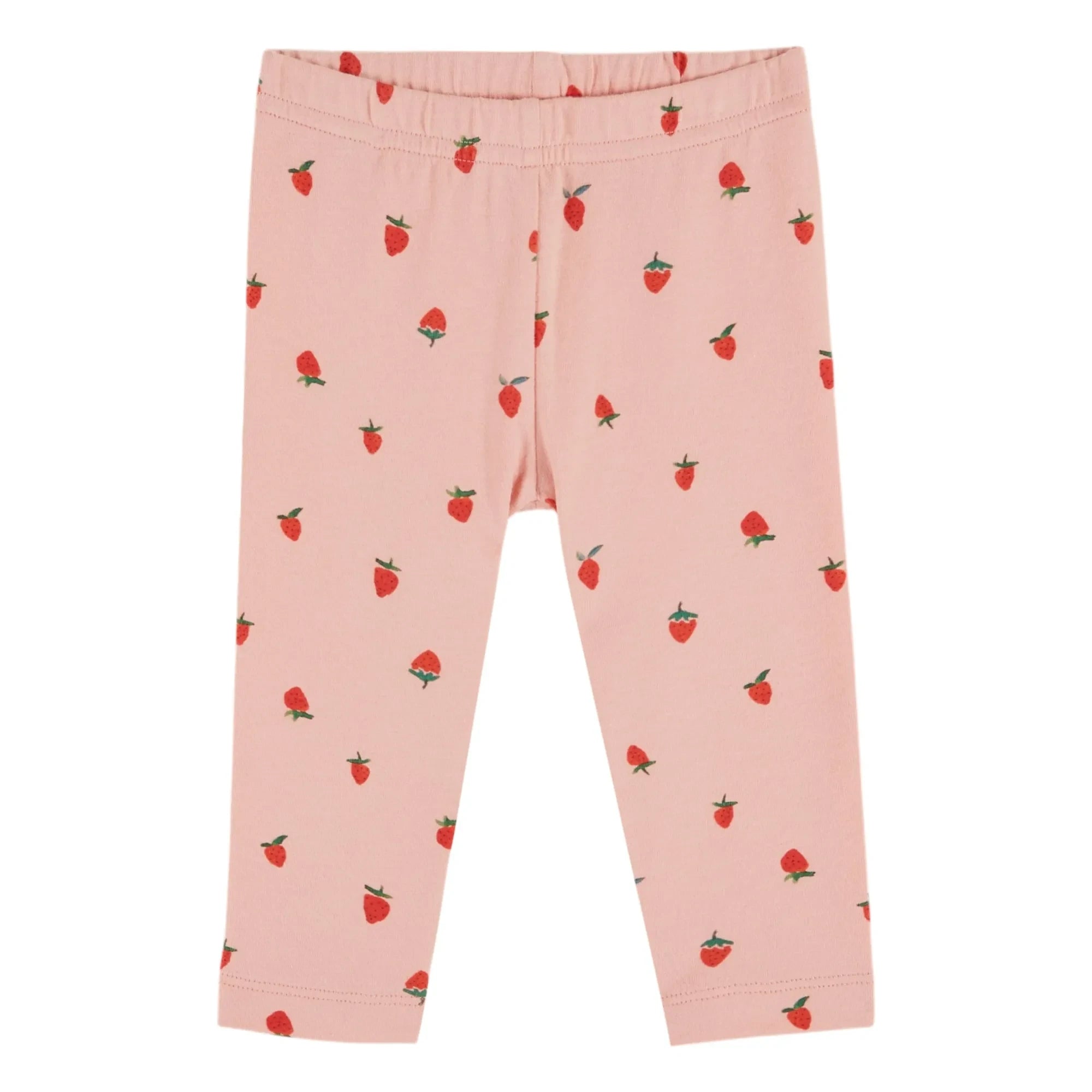 Emile et Ida - Organic Cotton Strawberry Patterned Leggings | Pink