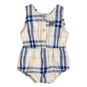 Bobo Choses - Tartan Organic Cotton Romper | Ecru