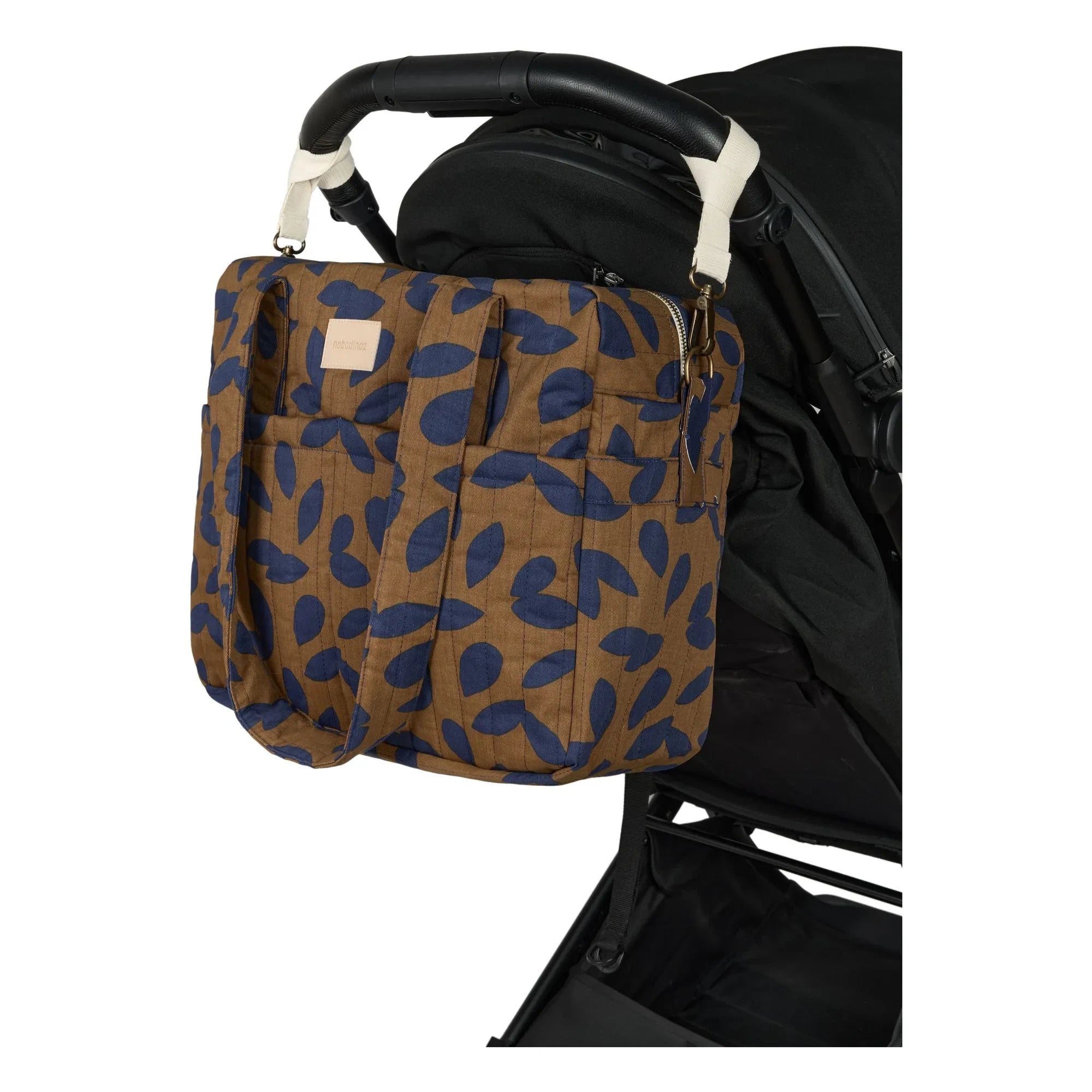 Nobodinoz - Hyde Park Blue Leaves Waterproof Baby Bag | Blue