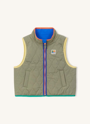 Arsène et Les Pipelettes - Reversible Quilted Sleeveless Jacket | Khaki