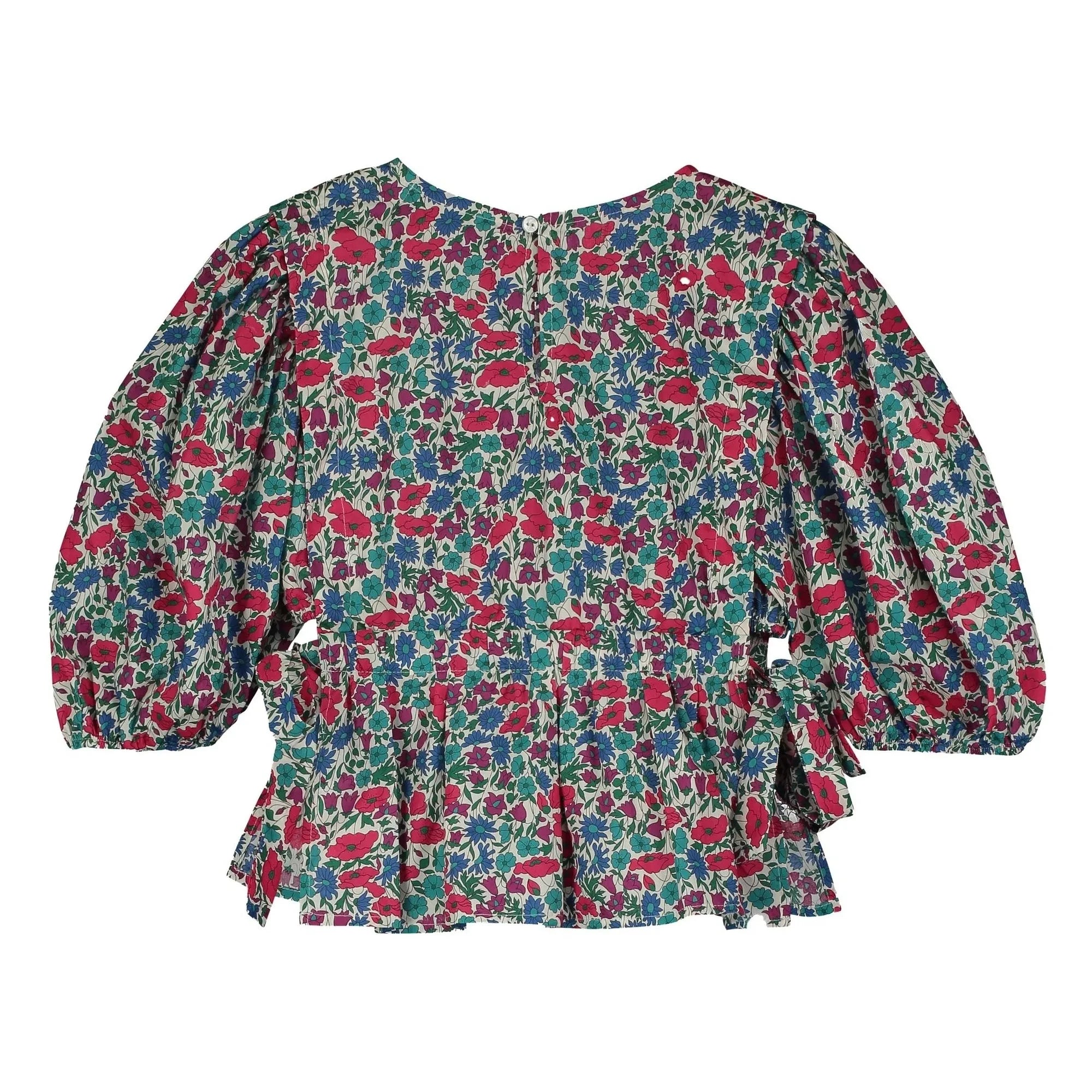 Tangerine - Floral puff-sleeved blouse | Raspberry Red