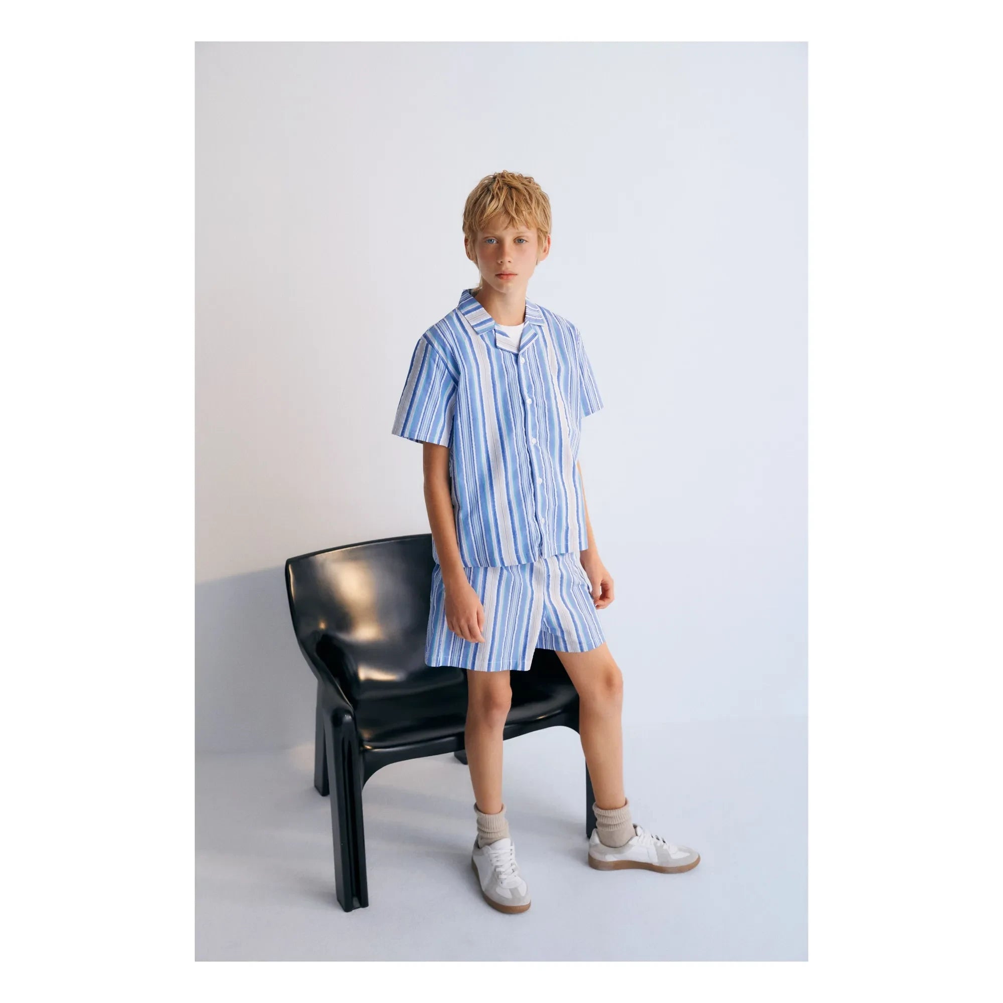 the new society - Tebas Striped Shirt | Light Blue