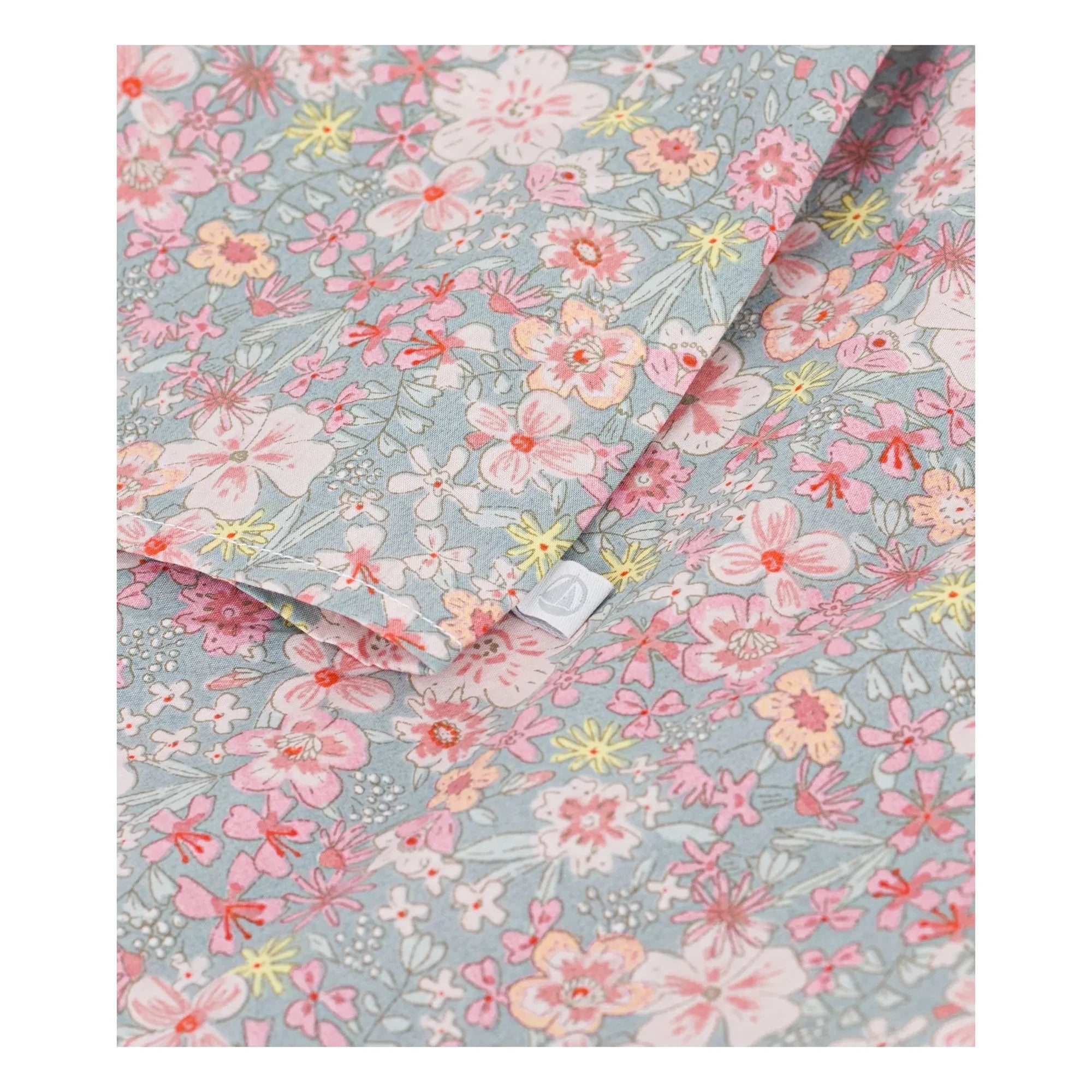 Petit Bateau - Cotton Bi-Elastane Floral Loose Blouse | Gray Blue