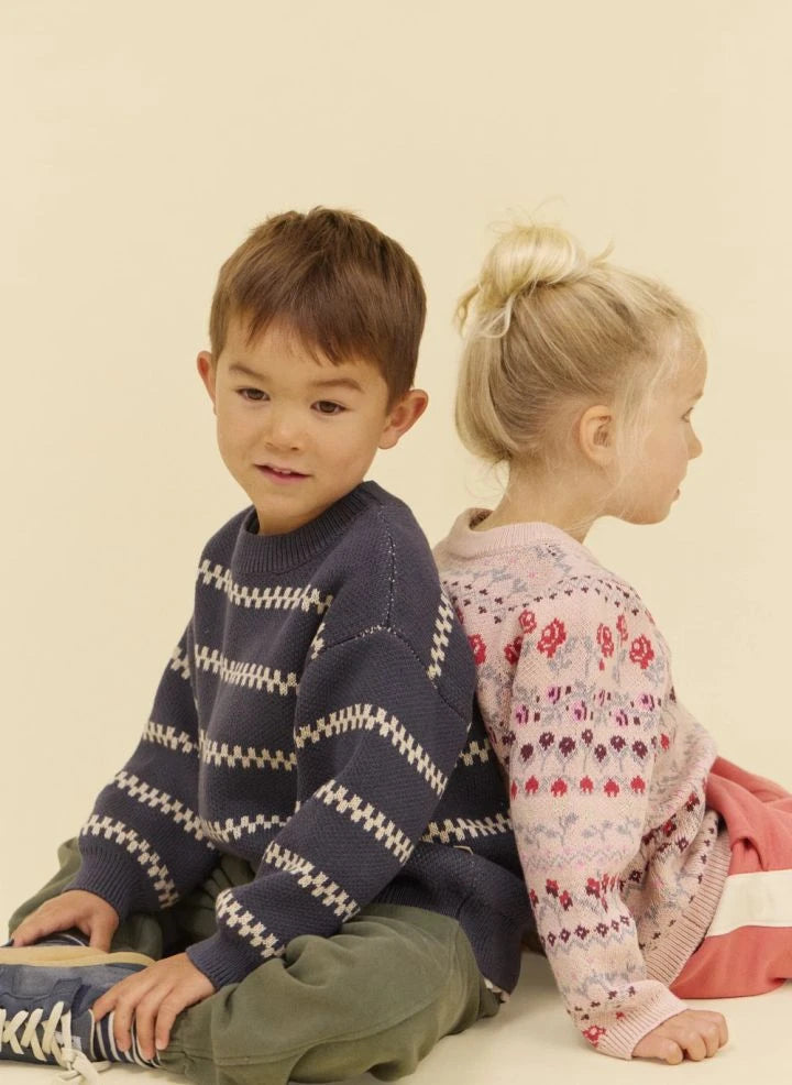 Wheat - Harlow Organic Cotton Jacquard Sweater | Ecru