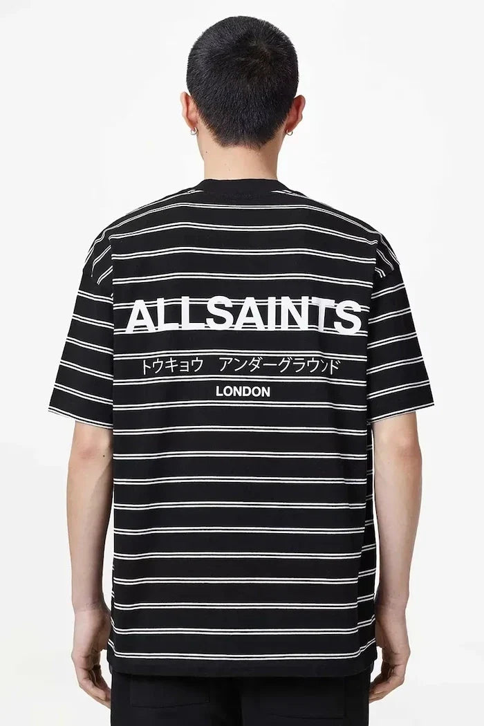 AllSaints erkek pamuklu UNDERGRND STRIPE SS tişört