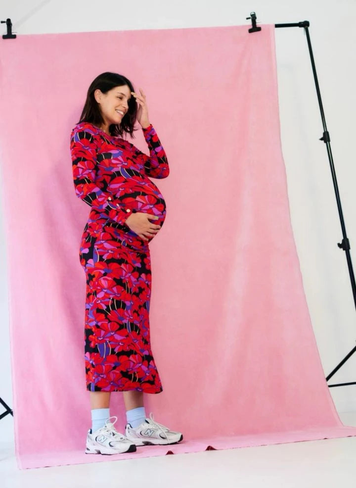 Paloma Collection - Thelma Flower Power Maternity Dress | Red