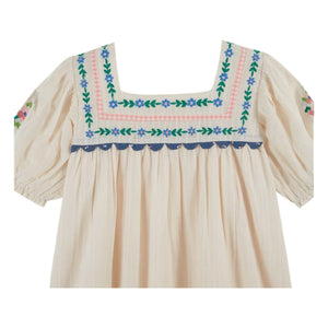 Emile et Ida - Embroidered Ruffled Dress | Cream