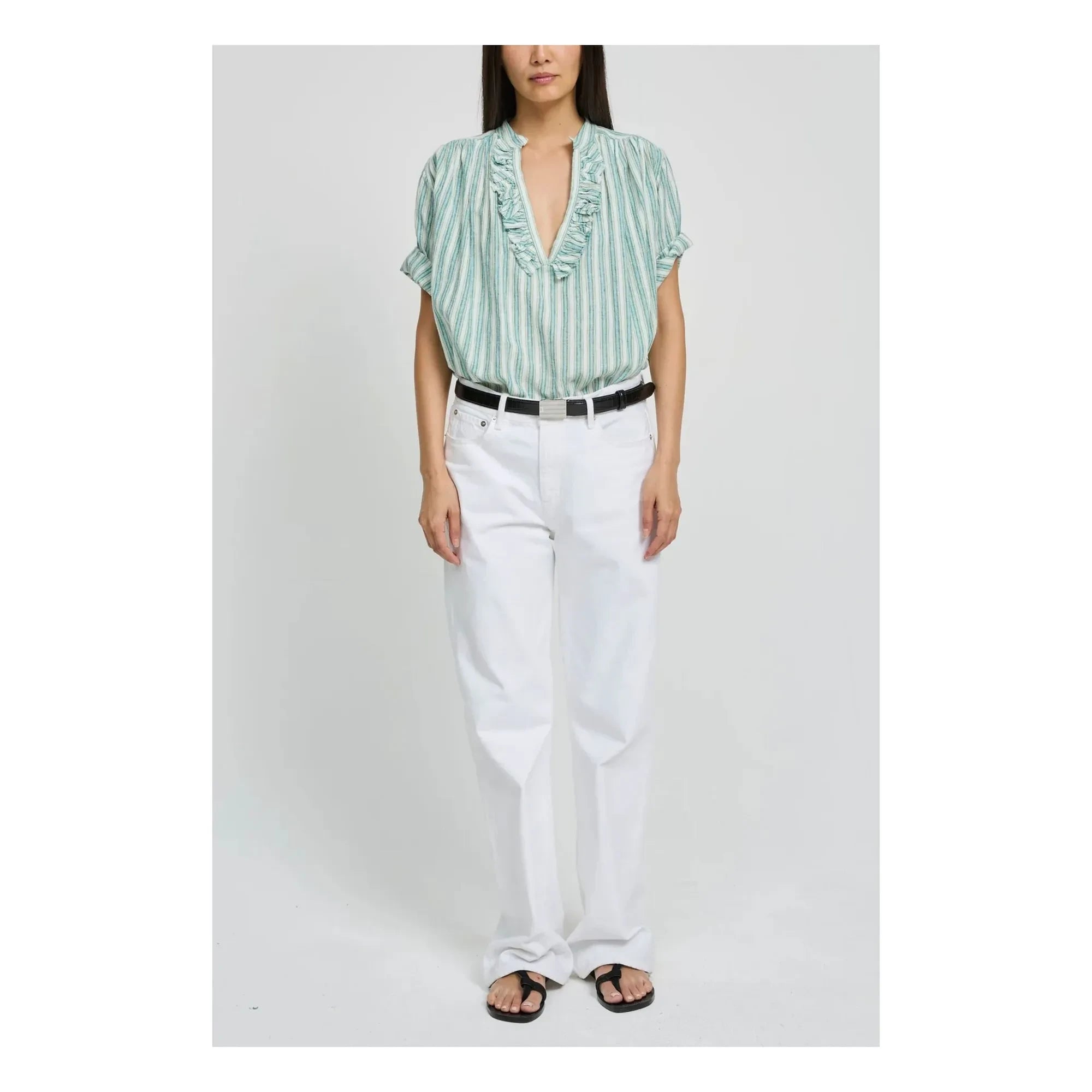Laurence Bras - Dida Cotton Striped Blouse | Light Green
