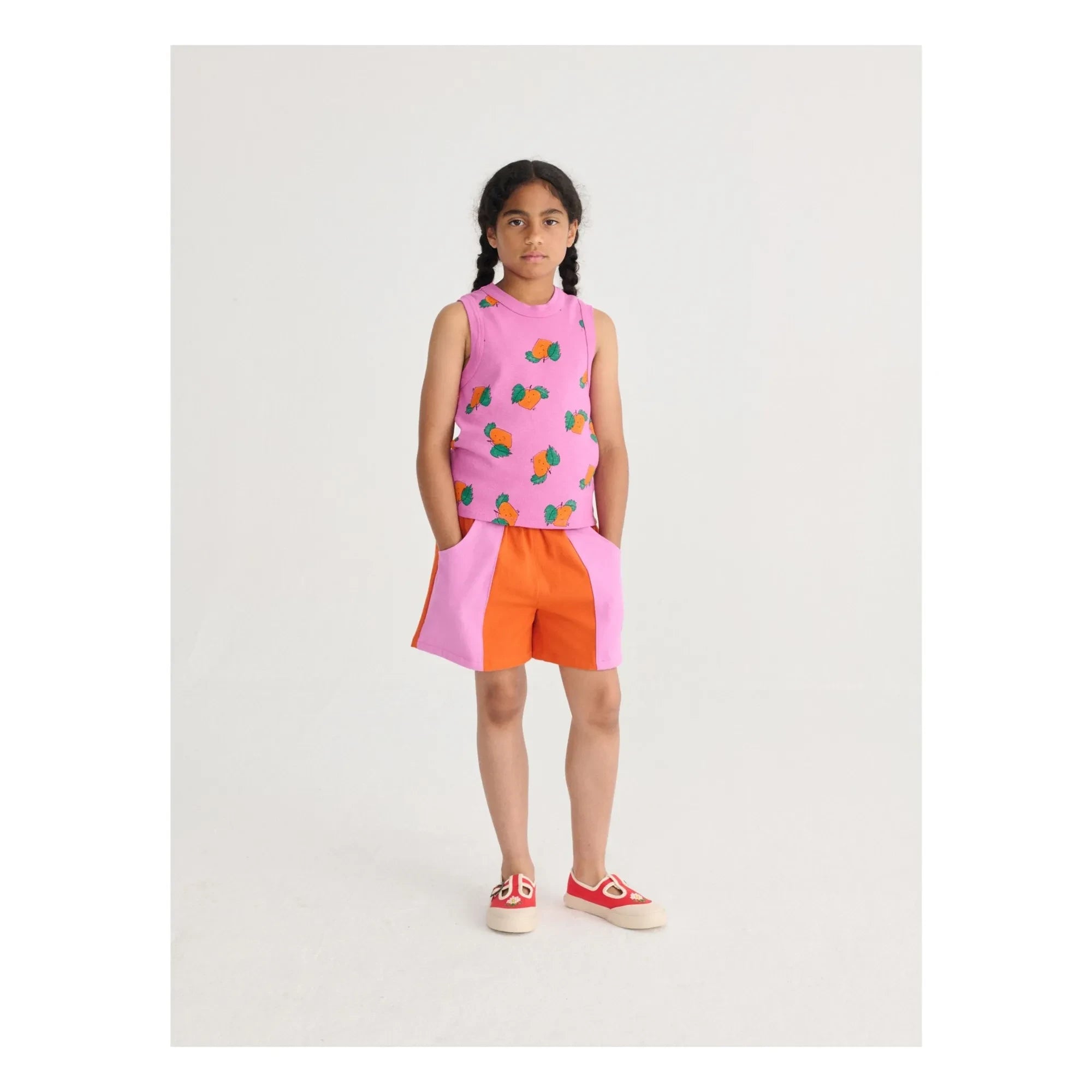 Bobo Choses - Color Block Organic Cotton Shorts | Orange