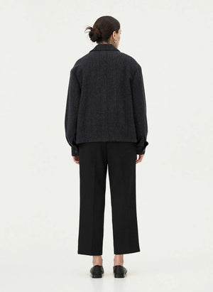 Noyoco - Kinsale Houndstooth Recycled Wool Jacket | Navy