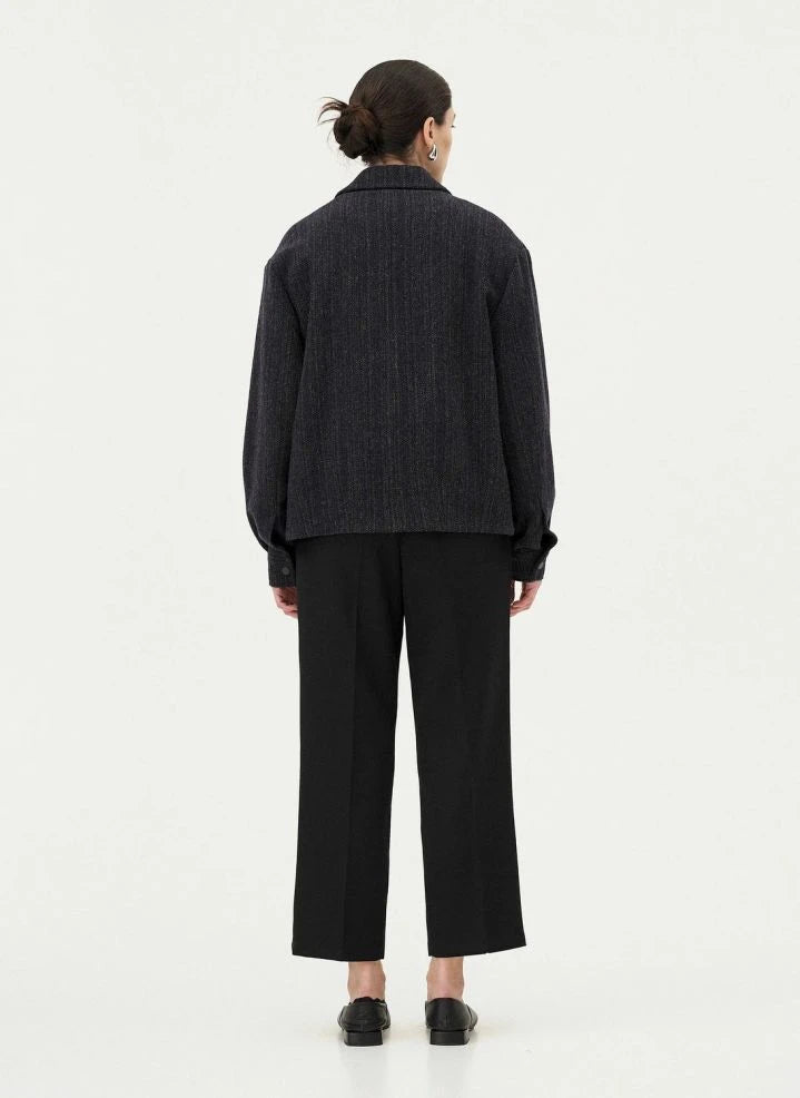 Noyoco - Kinsale Houndstooth Recycled Wool Jacket | Navy