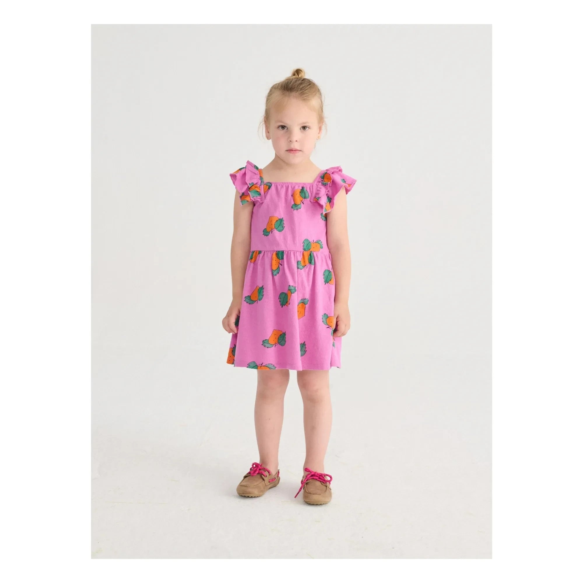 Bobo Choses - Orange Ruffled Dress Made of Organic Cotton | Purple