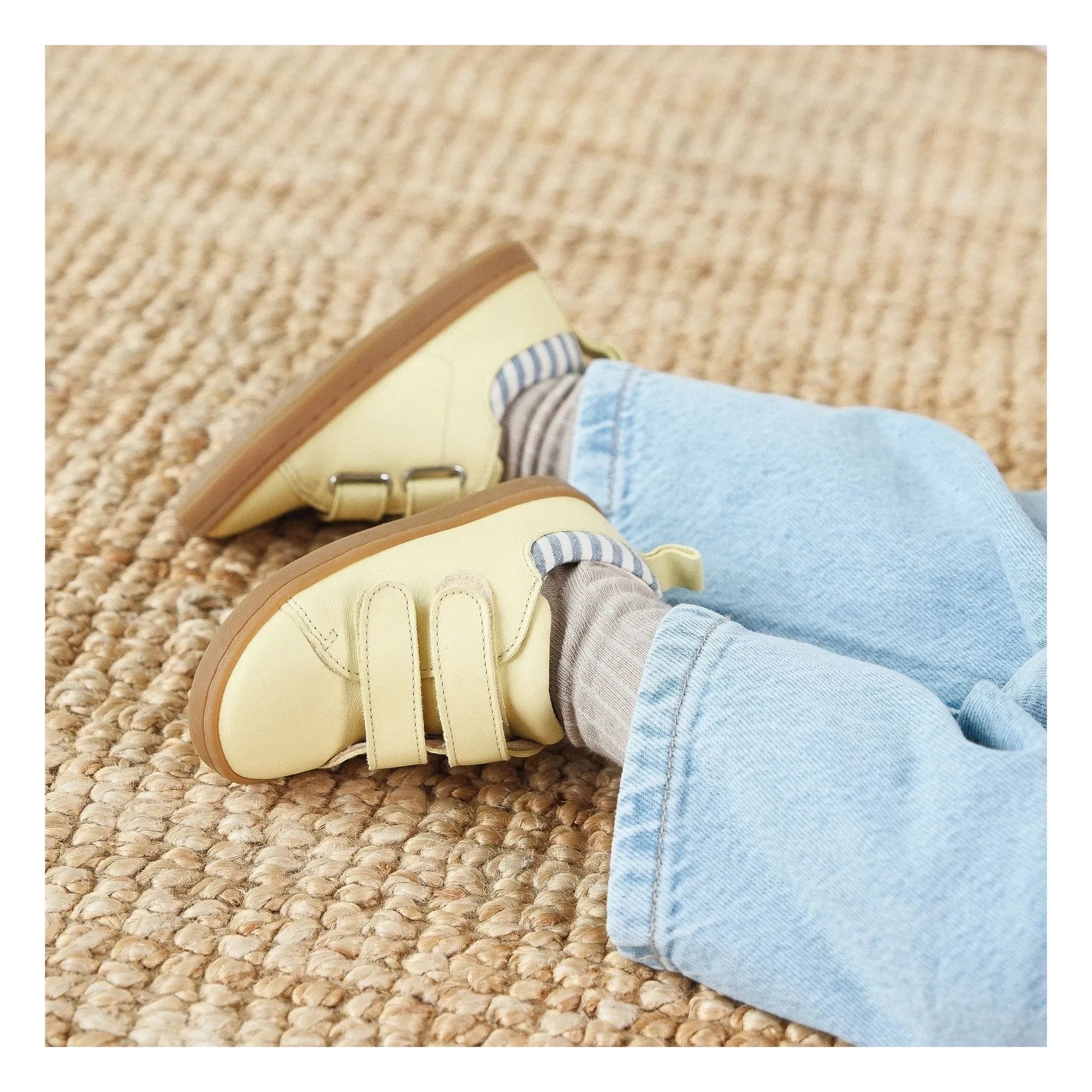 Lazare - Mahaut Striped Distressed Sneakers | Pale Yellow