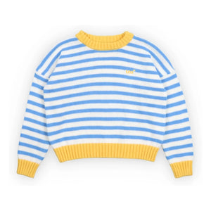 the new society - Striped Marigold Sweater | Light Blue