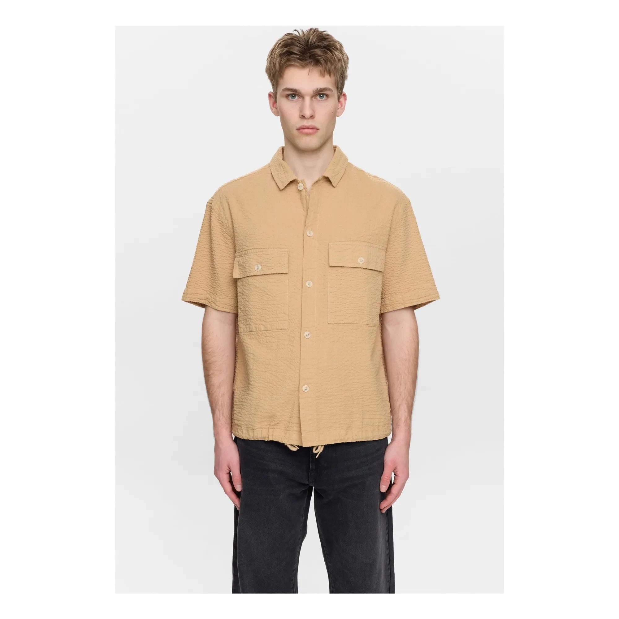 Anerkjendt - Akotto Seersucker Shirt | Beige