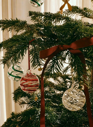 Broste Copenhagen - Glass Curved Christmas Ornaments - Set of 3 | White
