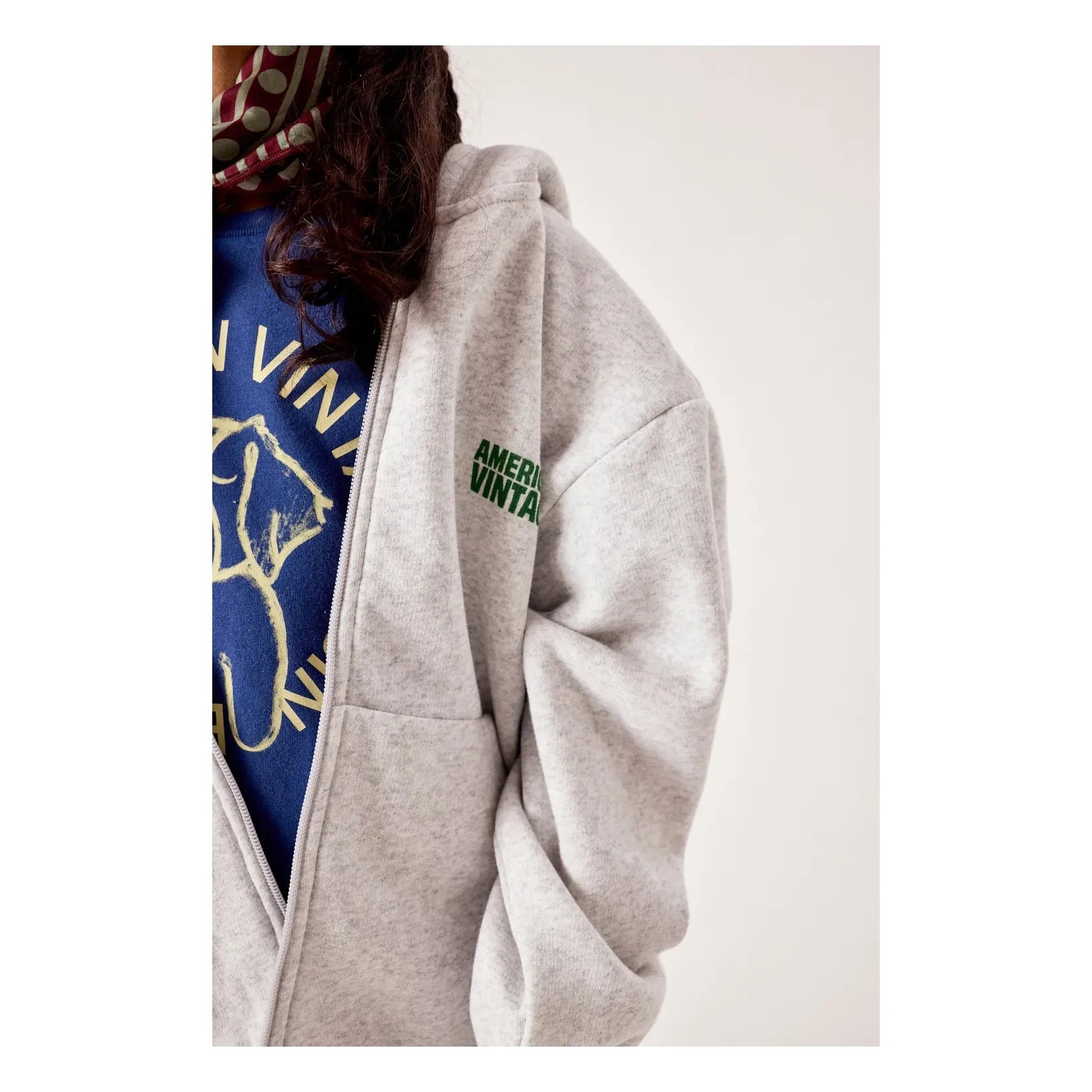 American Vintage - Baptown Fermuarlı Sweatshirt | Gri melanj
