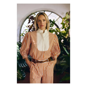 Maria de la Orden - Dimitra Cotton Striped Blouse | Orange