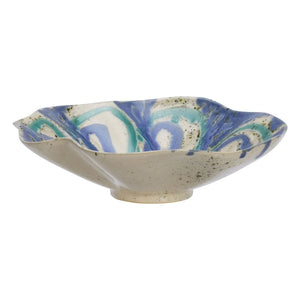 Madame Stoltz - Stoneware salad bowl with garnished | Blue