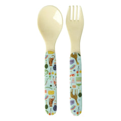 Rice - Fun Fair Melamine Fork and Spoon | Light Blue