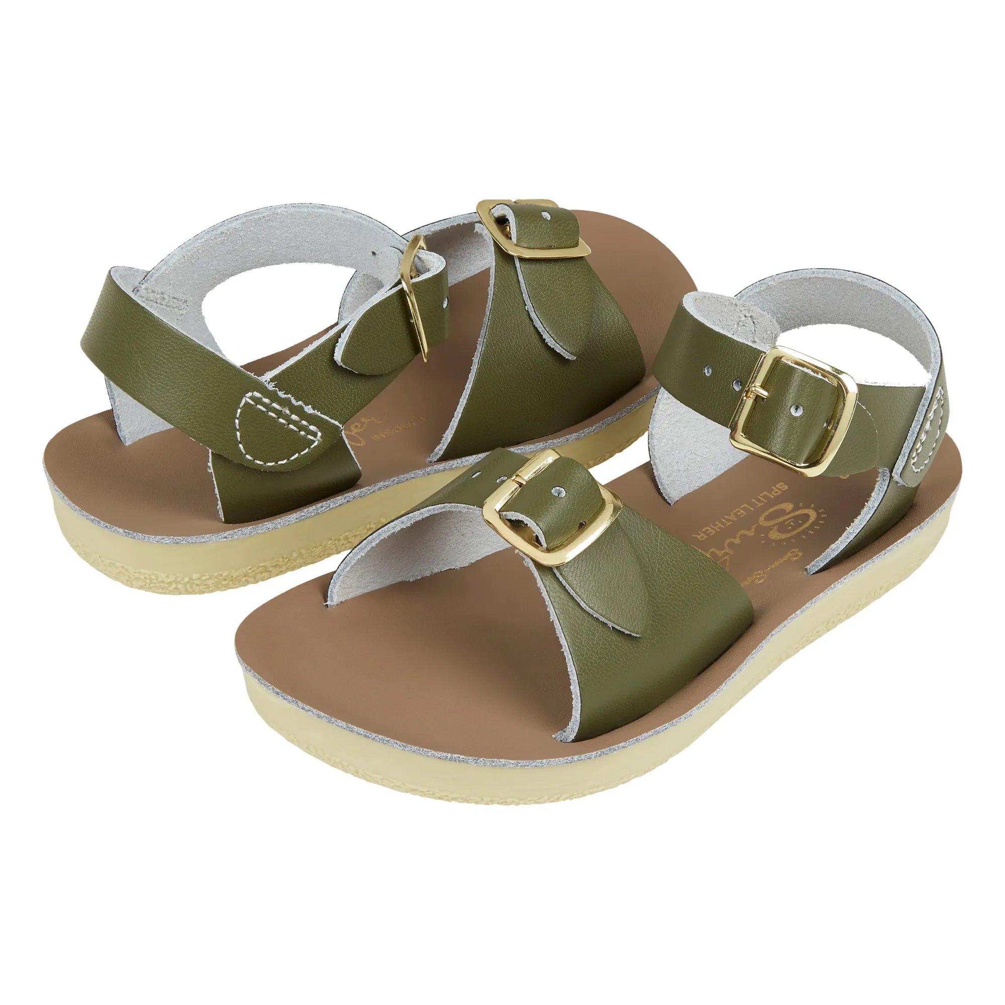 Salt-Water - Surfer Waterproof Leather Sandals | Haki