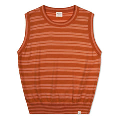 Matona - Organic Cotton Striped Thin Knit Tank Top | Dark Red