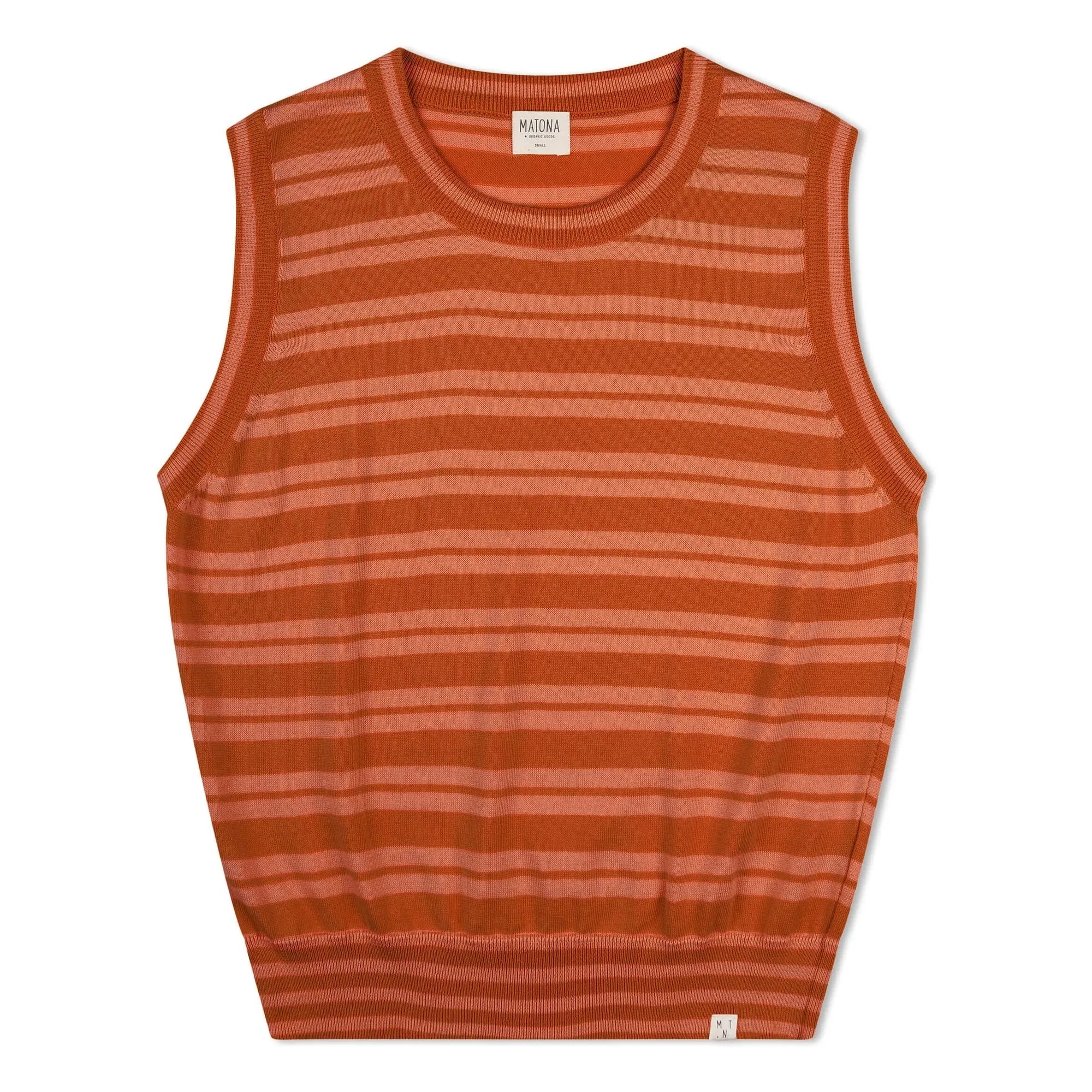 Matona - Organic Cotton Striped Thin Knit Tank Top | Dark Red