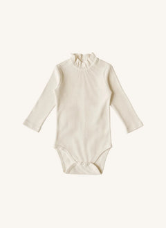 Studio Bohème - Romy Ruffled Collar Organic Cotton Bodysuit | Vanilla