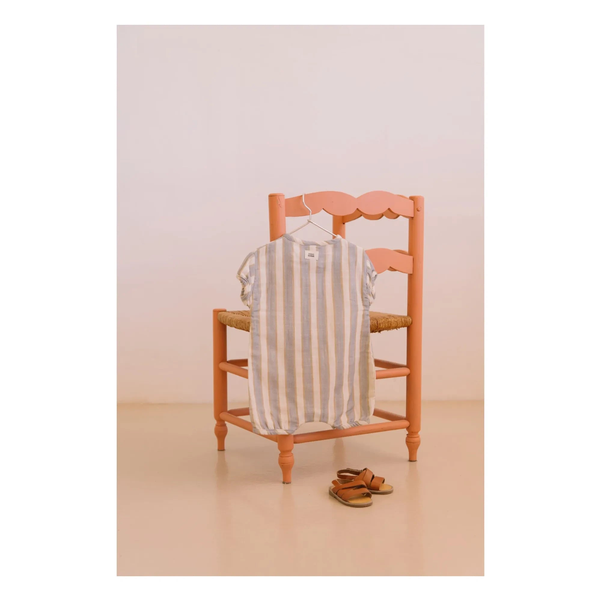 Studio Bohème - Combishort Bebecito Striped Organic Cotton | Light blue