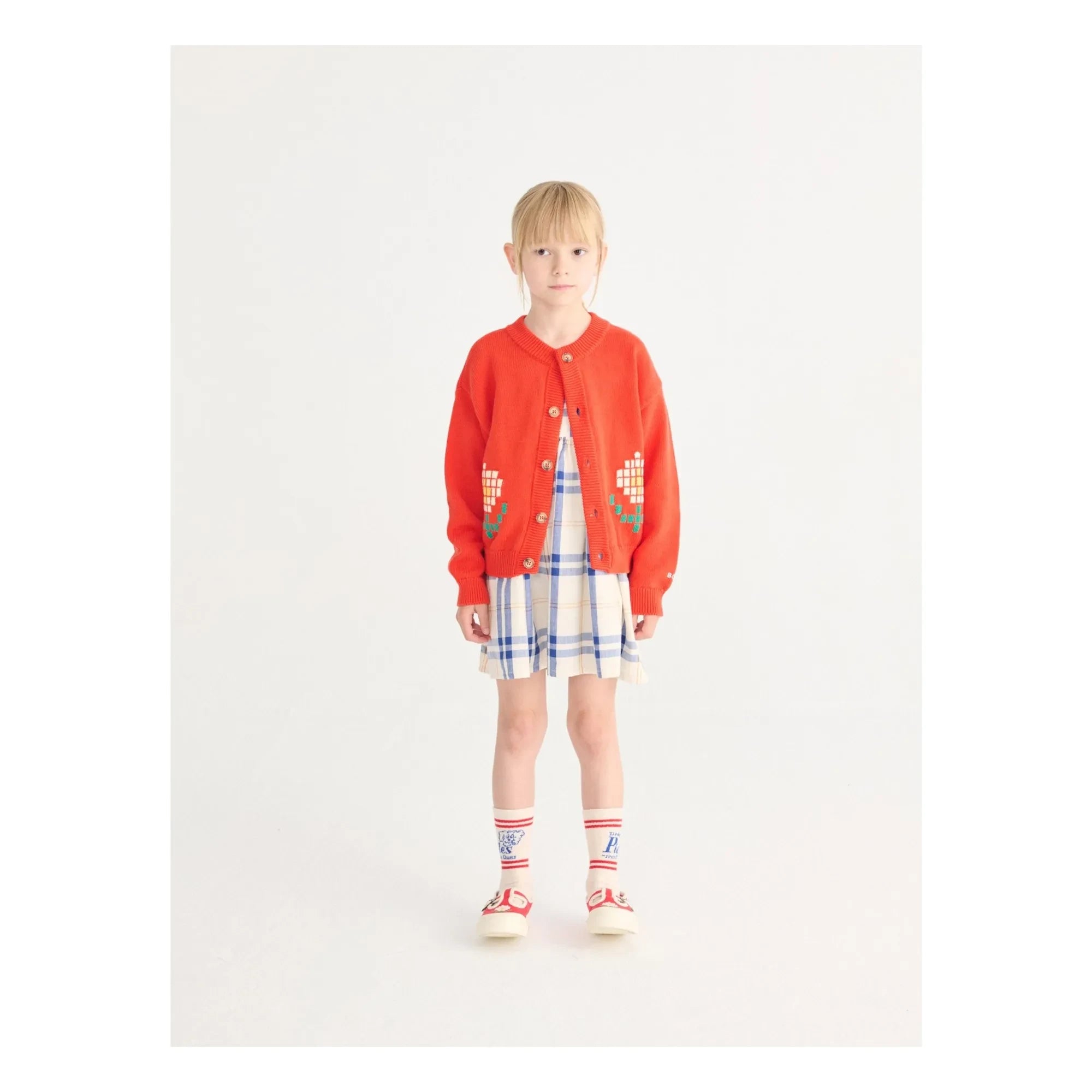 Bobo Choses - Tartan organic cotton dress | Off-white