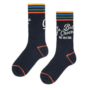 Bobo Choses - Tic Tac Toe Organic Cotton Long Socks | Midnight Blue