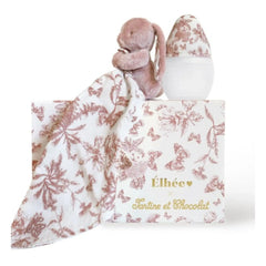 Elhée - Augustin the Bunny Toile de Jouy Medical Silicone Baby Bottle and Sleep Friend Set - Elhée x Tartine et Chocolat | Peach