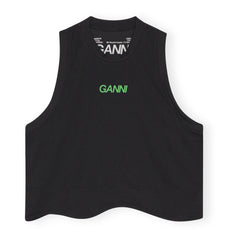 Ganni - Active Mesh Recycled Material Top | Black