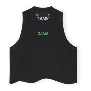 Ganni - Active Mesh Recycled Material Top | Black