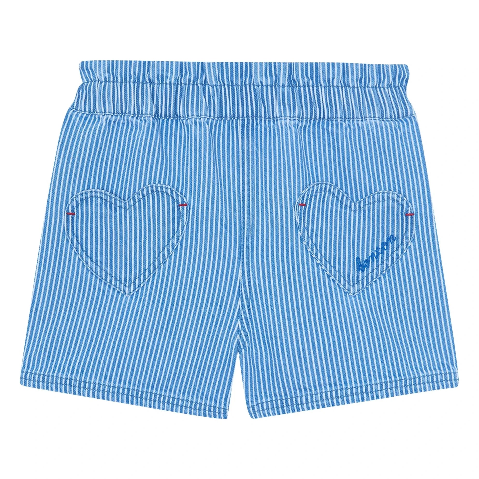 Bonton - Striped Melanie Heart Pocket Shorts | Blue