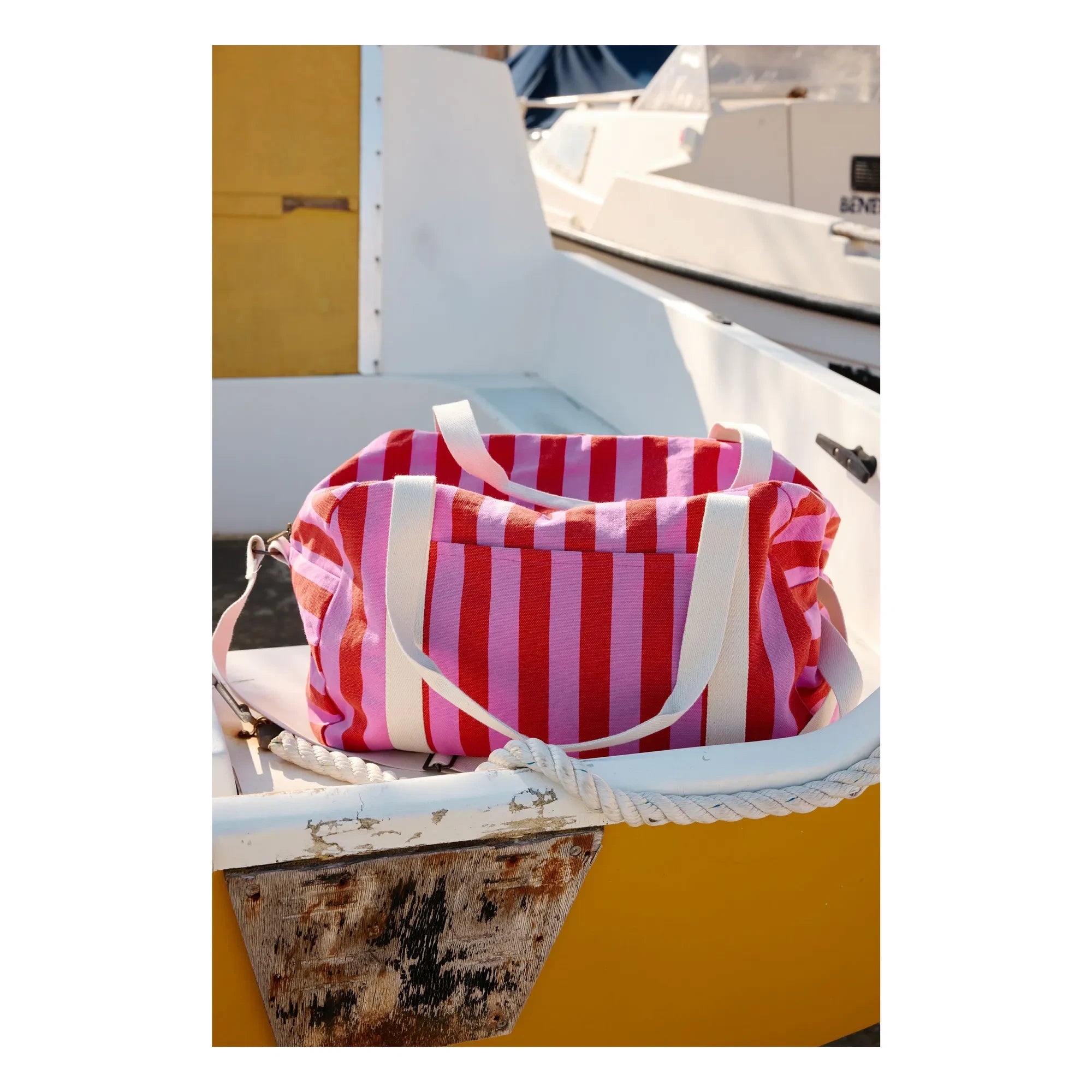 Rose in April - Raphaël Striped Baby Care Bag | Pink