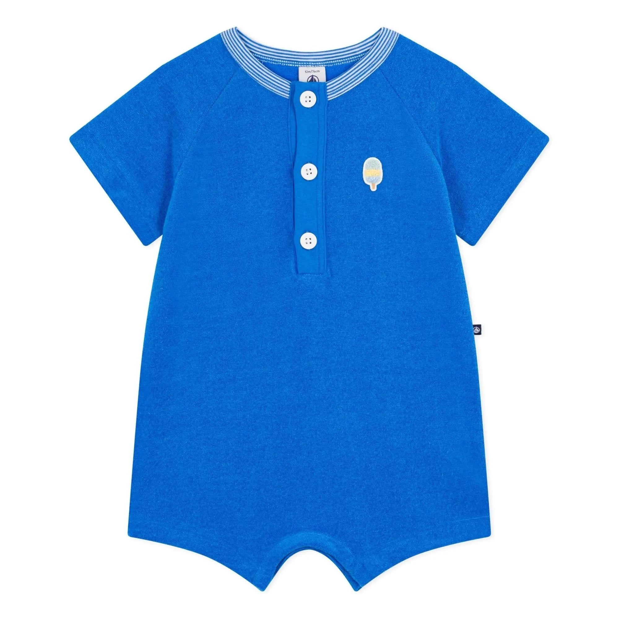 Petit Bateau - Solid Color Romper Shorts | Royal Blue