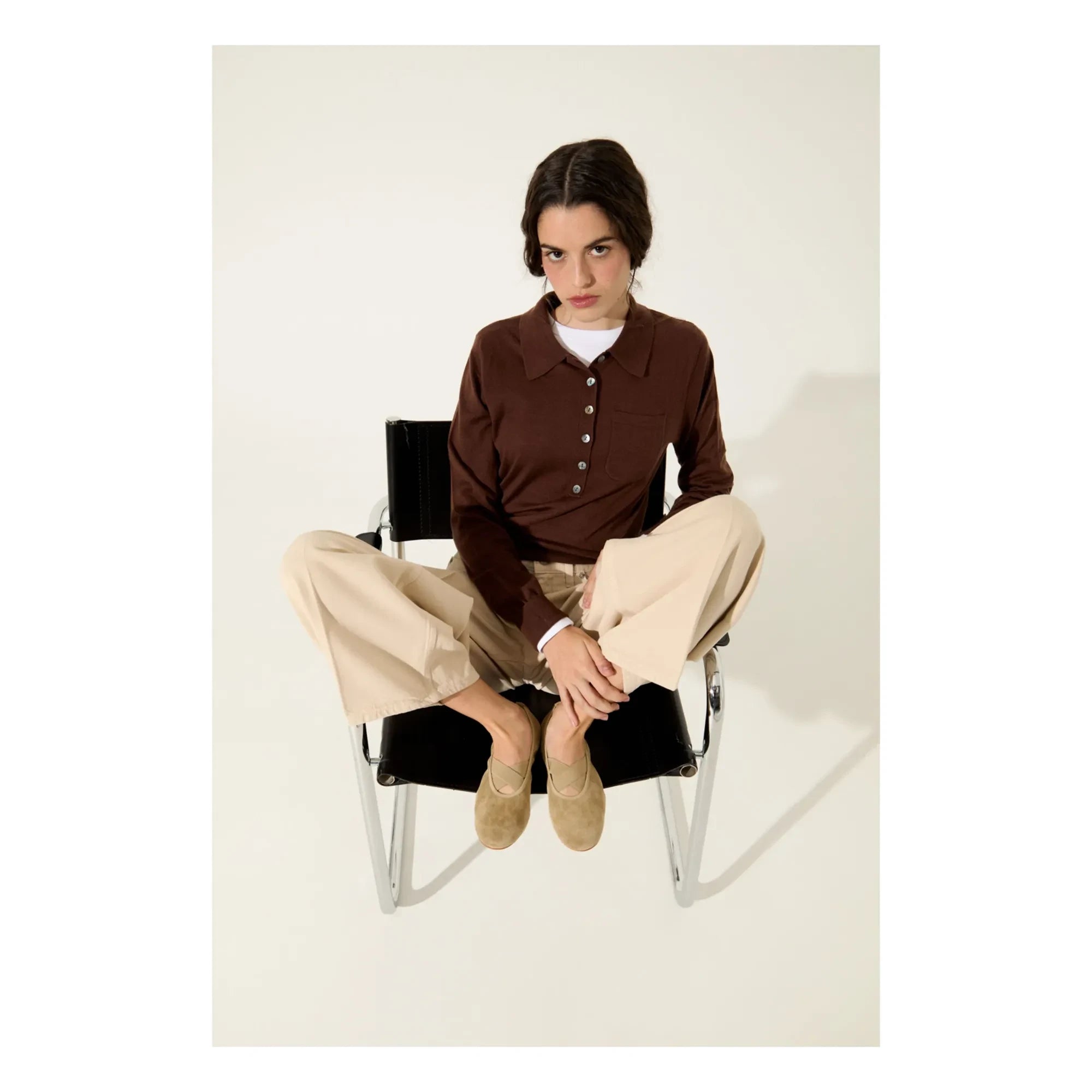 Augusta - Bettina Faux Leather Ballerina | Beige