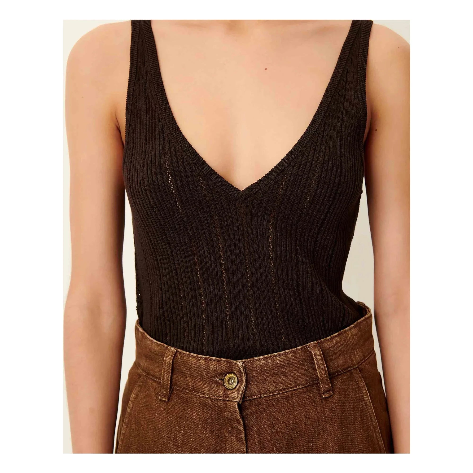 Sessùn - Attita Cotton Tank Top | Brown