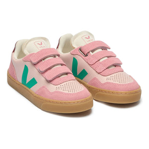 Veja - Small V-90 Leather Sneakers with Scratch Detail | Pink