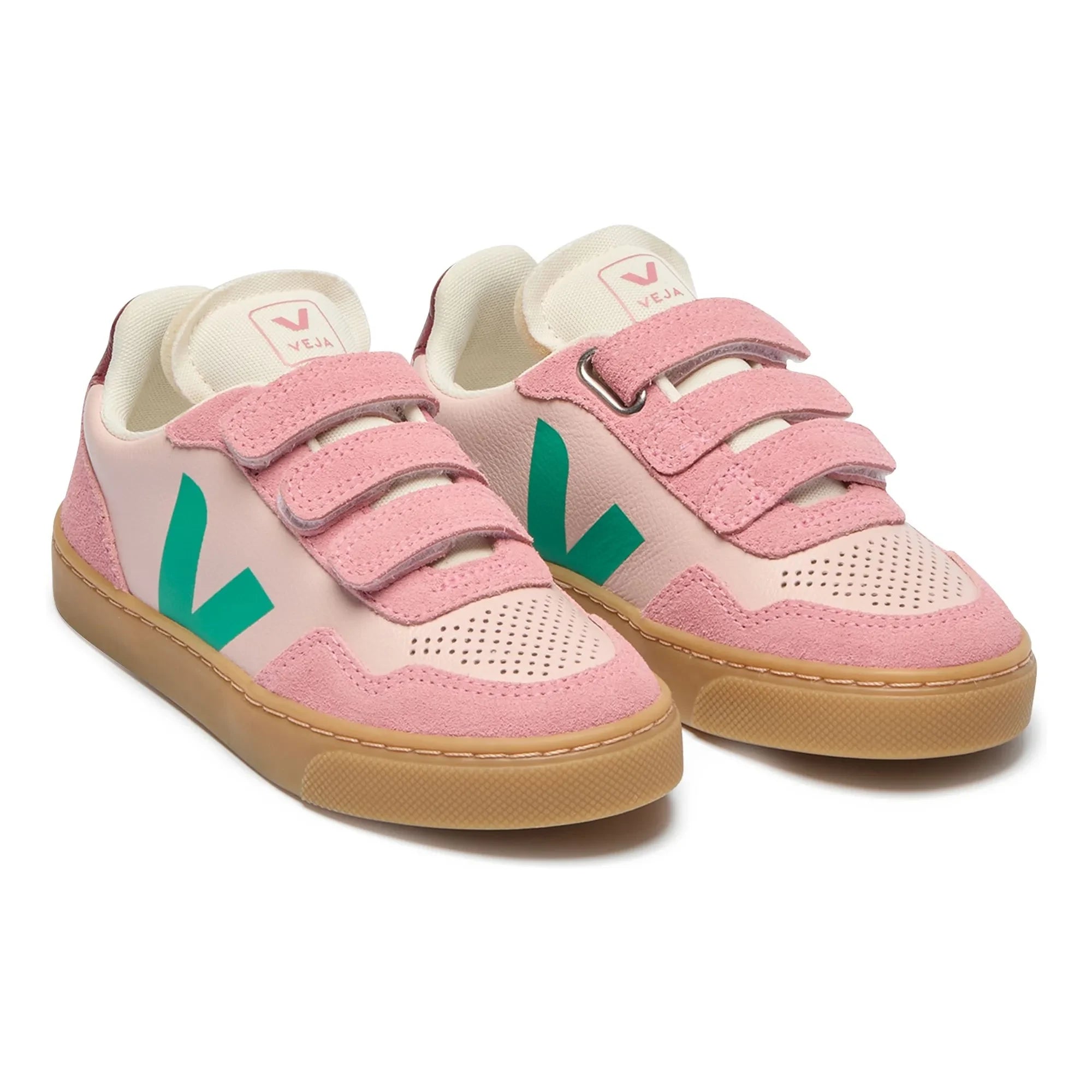 Veja - Small V-90 Leather Sneakers with Scratch Detail | Pink
