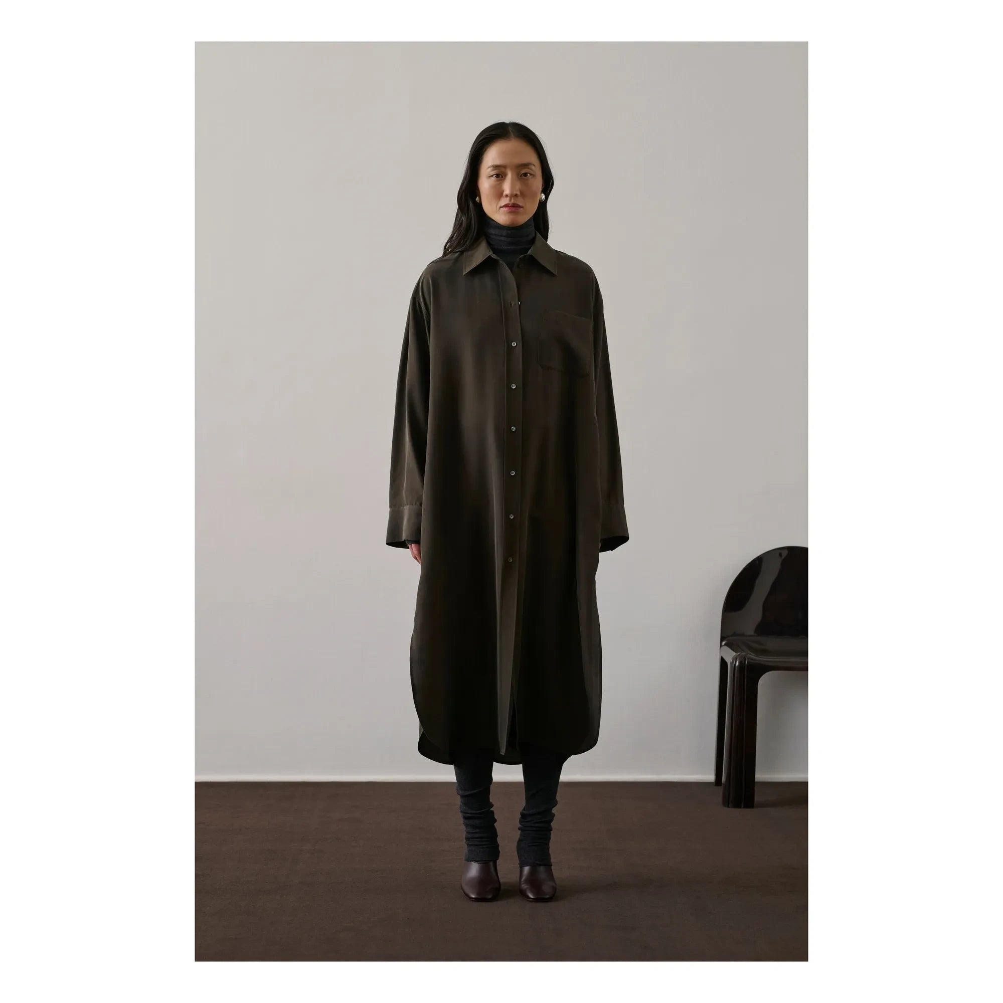 Sister - Flora silk dress | Dark khaki