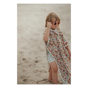 Grech & Co - Organic Cotton Floral Pattern Bathrobe for Kids | Ecru