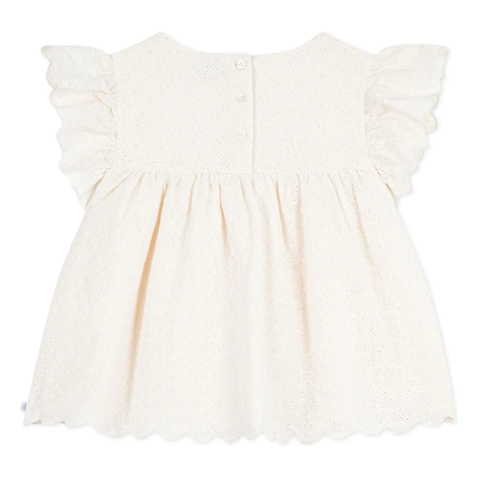 Petit Bateau - Bluz Organik Pamuk Broderie Anglaise | Ekru