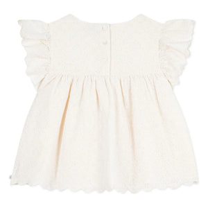 Petit Bateau - Bluz Organik Pamuk Broderie Anglaise | Ekru