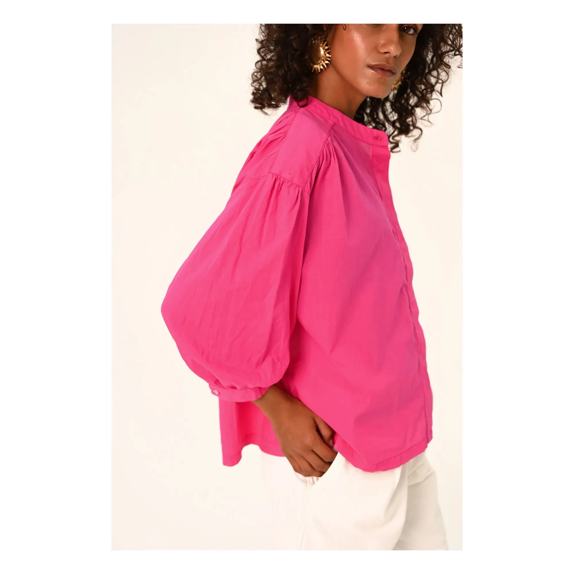 Sacrécoeur - Carla Hibis Poplin Blouse | Raspberry