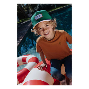 Hello Hossy - Organic Cotton Mini Curved Brim Hat | Chrome green