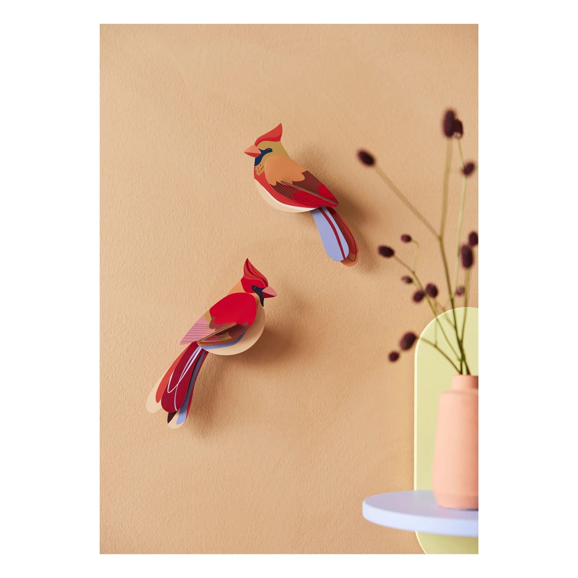 Studio Roof - Cardinal Wall Decorations - Set of 2 | Red
