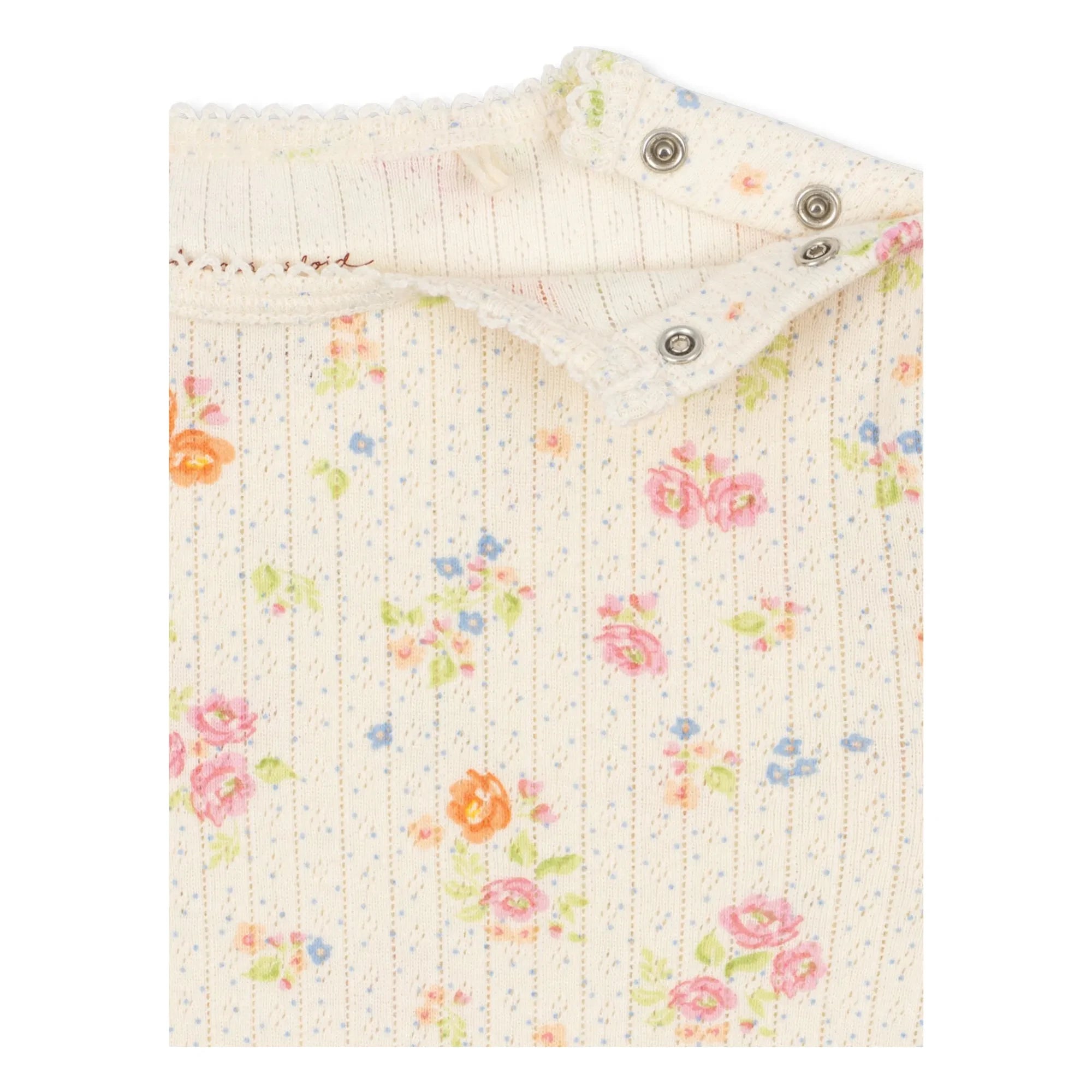 Konges Sløjd - Minnie Floral Ribbed Bodysuit Organic Cotton | Ecru