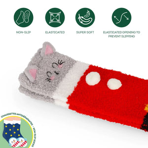 Legami - Adult Christmas Slipper Socks Kitty Santa - A Perfect Fit!